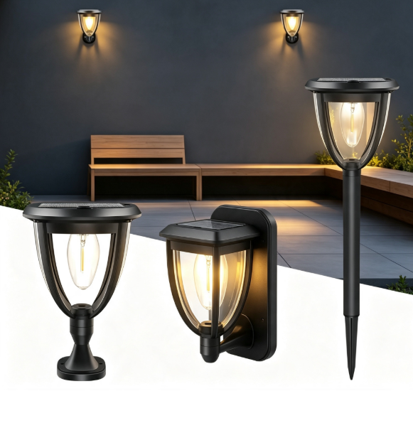 Outdoor Lighting Wall Mount - 2 luci solari da esterno, lampada