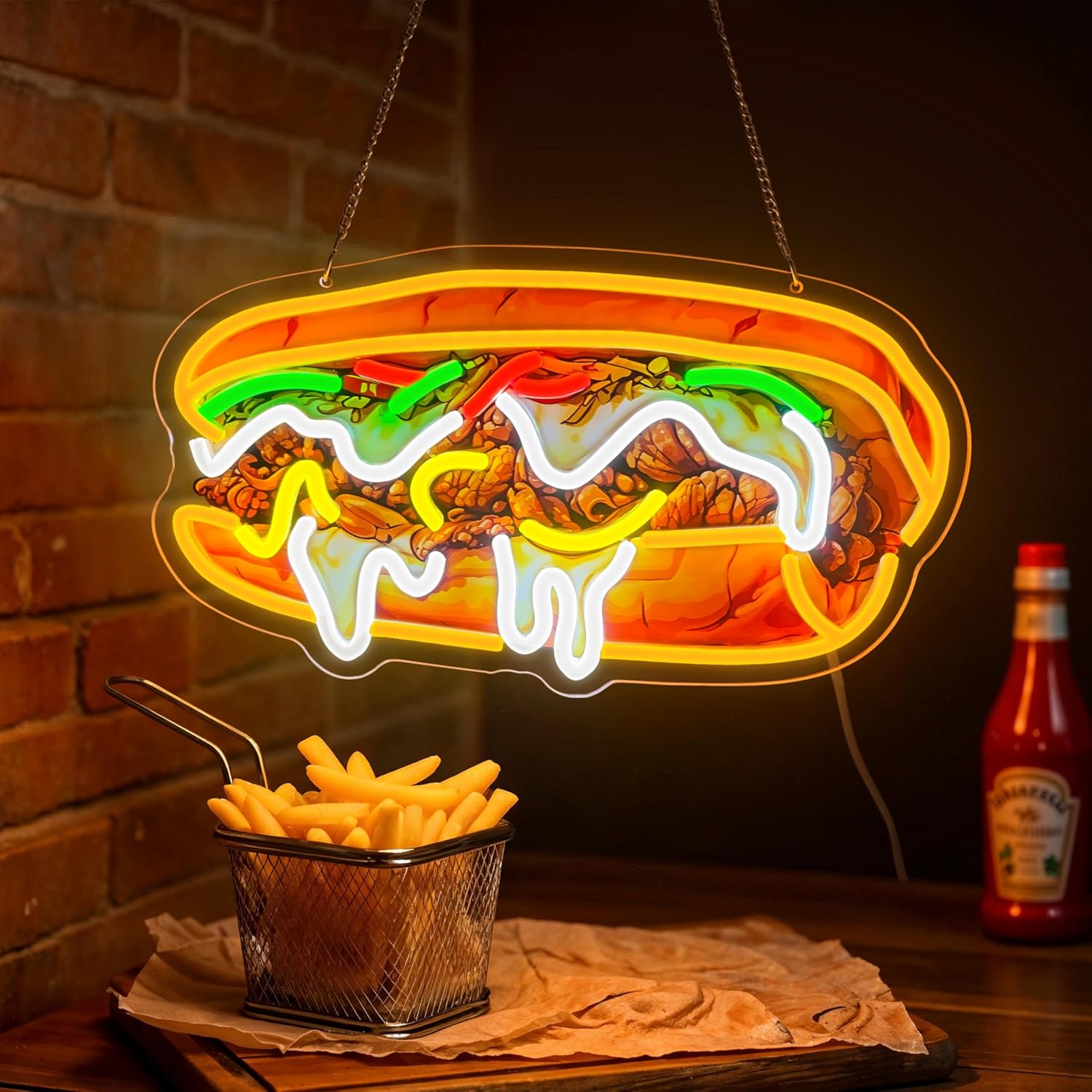 Outdoor Lighting Vendor - Insegna al Neon Philly Cheesesteak, Alimentata
